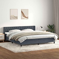 vidaXL Resårsäng med madrass mörkgrå 180x220 cm sammet