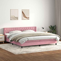 vidaXL Resårsäng med madrass rosa 180x220 cm sammet