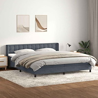 vidaXL Resårsäng med madrass mörkgrå 180x220 cm sammet
