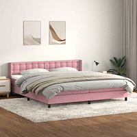 vidaXL Resårsäng med madrass rosa 180x220 cm sammet