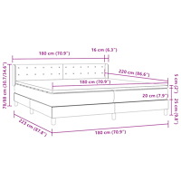 vidaXL Resårsäng med madrass rosa 180x220 cm sammet