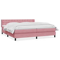 vidaXL Resårsäng med madrass rosa 180x220 cm sammet