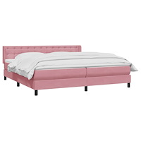 vidaXL Resårsäng med madrass rosa 180x220 cm sammet