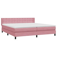 vidaXL Resårsäng med madrass rosa 180x220 cm sammet
