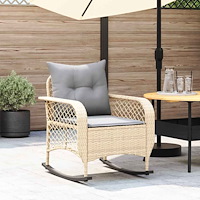 vidaXL Gungstol för trädgården med dynor beige konstrotting