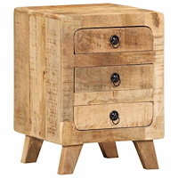 vidaXL Sängbord 2 st 37x32x50 cm massivt trä grov mango