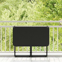 vidaXL Hopfällbart trädgårdsbord svart 90x51x75 cm konstrotting