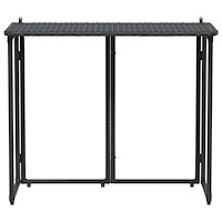 vidaXL Hopfällbart trädgårdsbord svart 90x51x75 cm konstrotting