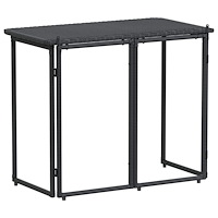 vidaXL Hopfällbart trädgårdsbord svart 90x51x75 cm konstrotting