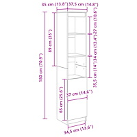 vidaXL Highboard vit 37,5x35x180 cm konstruerat trä