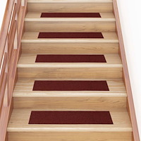 vidaXL Trappmattor självhäftande 30 st röd 76x20 cm rektangulär