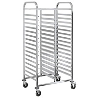 vidaXL Brickvagn med 32 GN-behållare 75x55x162,5 cm rostfritt stål