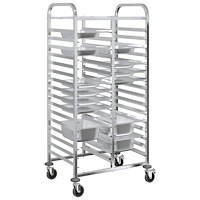 vidaXL Brickvagn med 32 GN-behållare 75x55x162,5 cm rostfritt stål