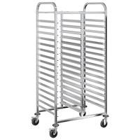 vidaXL Brickvagn med 32 GN-behållare 75x55x162,5 cm rostfritt stål
