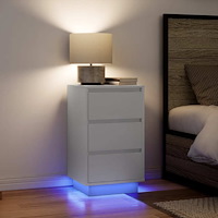 vidaXL Sängbord med LED-lampor vit 38x34x65 cm