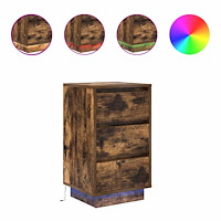 vidaXL Sängbord med LED-lampor rökt ek 38x34x65 cm