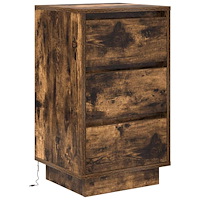 vidaXL Sängbord med LED-lampor rökt ek 38x34x65 cm