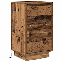 vidaXL Sängbord med LED-lampor gammalt trä 38x34x65 cm