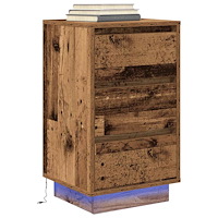 vidaXL Sängbord med LED-lampor gammalt trä 38x34x65 cm