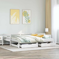 vidaXL Dagbädd utdragbar med lådor utan madrass vit 80x200 cm