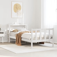 vidaXL Sängram utan madrass vit 75x190 cm massiv furu
