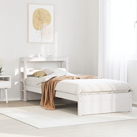 vidaXL Sängram med huvudgavel vit 75x190 cm massivt furu