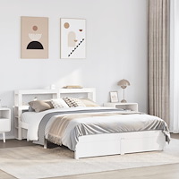 vidaXL Sängram med huvudgavel utan madrass vit 120x200 cm