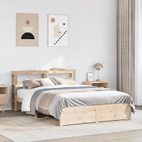 vidaXL Sängram med huvudgavel 140x200 cm massiv furu