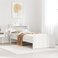 vidaXL Sängram med huvudgavel vit 75x190 cm massivt furu