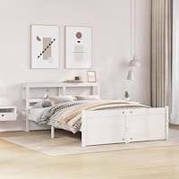 vidaXL Sängram med huvudgavel utan madrass vit 120x200 cm