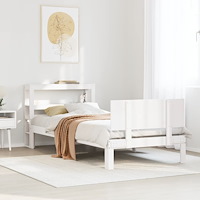 vidaXL Sängram med huvudgavel vit 75x190 cm massivt furu