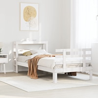 vidaXL Sängram med huvudgavel utan madrass vit 90x200 cm