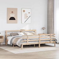 vidaXL Sängram med huvudgavel 180x200 cm massiv furu