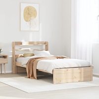 vidaXL Sängram med huvudgavel 100x200 cm massiv furu
