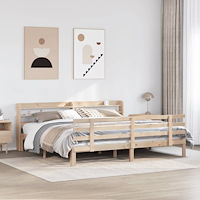 vidaXL Sängram med huvudgavel 180x200 cm massiv furu