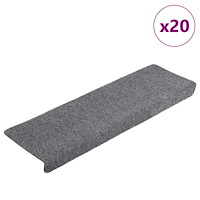 vidaXL Trappmattor självhäftande 20 st ljusgrå 65x21x4 cm