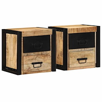 vidaXL Sängbord 2 st 40x35x40 cm massivt grovt trä mango