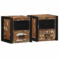 vidaXL Sängbord 2 st flerfärgad 40x35x40 cm massivt trä återvunnet