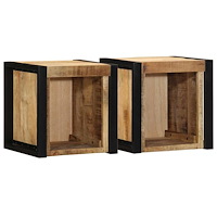 vidaXL Sängbord 2 st 40x35x40 cm massivt grovt trä mango