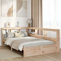 vidaXL Säng med bokhylla utan madrass 120x190 cm massiv furu