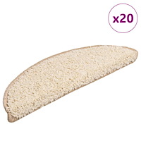 vidaXL Trappmattor 20 st 56x17x3 cm krämfärgade halvrunda
