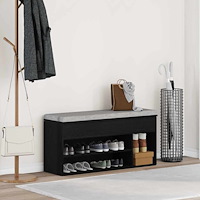 vidaXL Skobänk svart ek 102x30,5x45 cm konstruerat trä