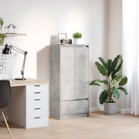 vidaXL Skåp med låda betonggrå 55,5x34x119,5 cm konstruerat trä