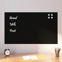 vidaXL Väggmonterad magnettavla svart 100x60 cm härdat glas