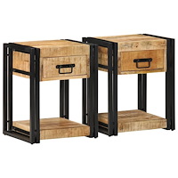 vidaXL Sängbord 2 st 40x35x50 cm massivt grovt trä mango