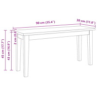 vidaXL Bänk 90 cm massivt trä gummi