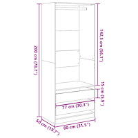 vidaXL Garderob åldrat trä 80x50x200 cm konstruerat trä