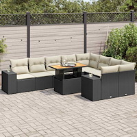 vidaXL Soffgrupp för trädgården dynor 10 delar konstrotting akaciaträ