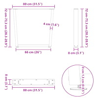 vidaXL Matbordsben V-formade 2 st antracit 80x(72-73,3) cm stål