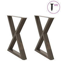 vidaXL Matbordsben 2 st naturligt stål 80x(72-73,3) cm stål